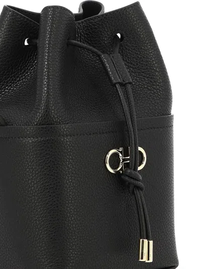 Shop Ferragamo Mini Gancini Crossbody Bags Black