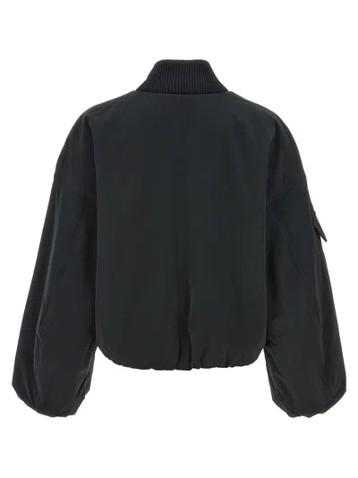Shop Ganni Nylon Bomber Jacket Casual Jackets, Parka Black