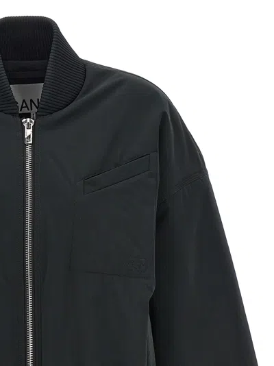 Shop Ganni Nylon Bomber Jacket Casual Jackets, Parka Black