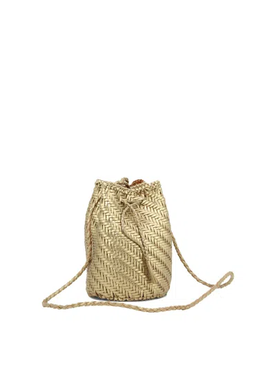 Shop Dragon Diffusion Pompom Double Jump Crossbody Bags Gold