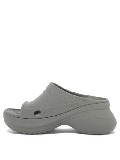 Shop Balenciaga Pool Crocs Sandals Grey