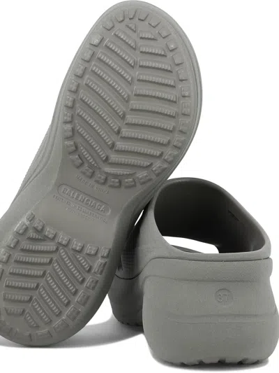 Shop Balenciaga Pool Crocs Sandals Grey