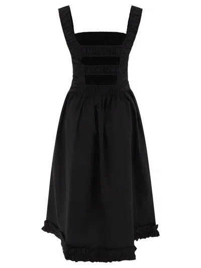 Shop Ganni Poplin Smock Midi Dress Dresses Black