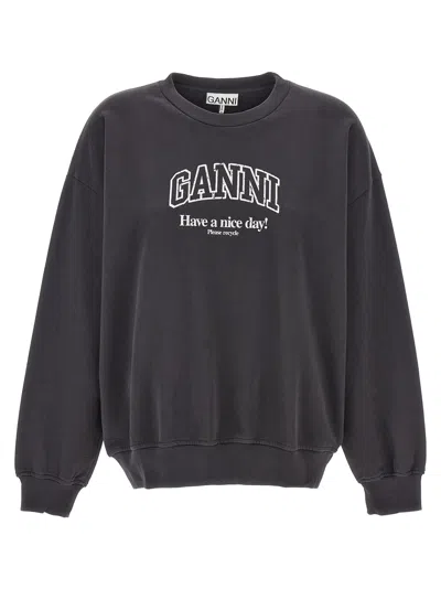 Shop Ganni Print Sweatshirt Gray