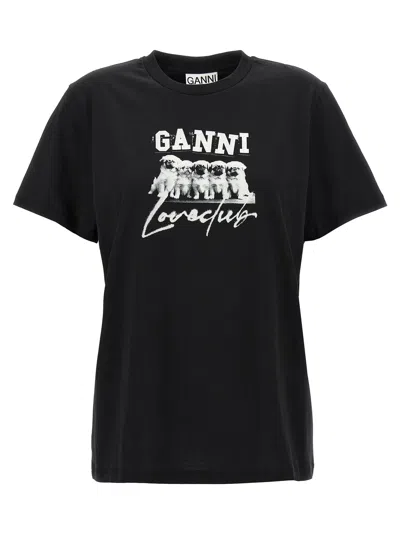 Shop Ganni Puppy Love T-shirt White/black