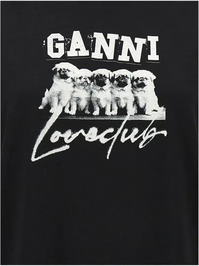 Shop Ganni Puppy Love T-shirt White/black