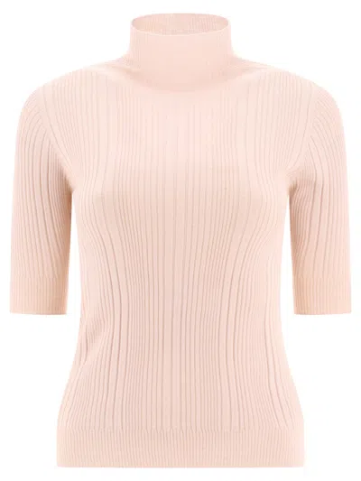 Shop Peserico Ribbed Turtleneck Sweater Knitwear Pink