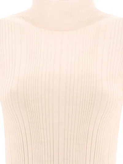 Shop Peserico Ribbed Turtleneck Sweater Knitwear White