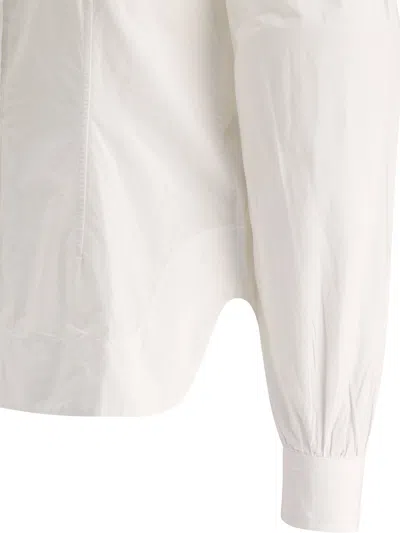 Shop Ganni Ruffled Poplin Shirt Shirts White