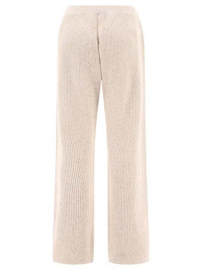 Shop Brunello Cucinelli Sequin-embellished Ribbed Trousers Beige