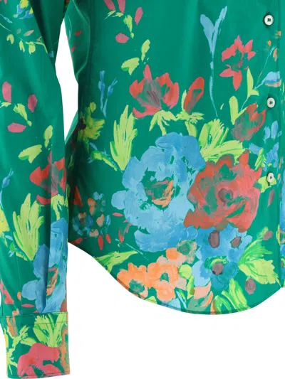 Shop Aspesi Shirt With Floral Print Shirts Green