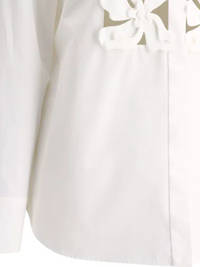 Shop Valentino Shirt With Hibiscus Embroidery Shirts White