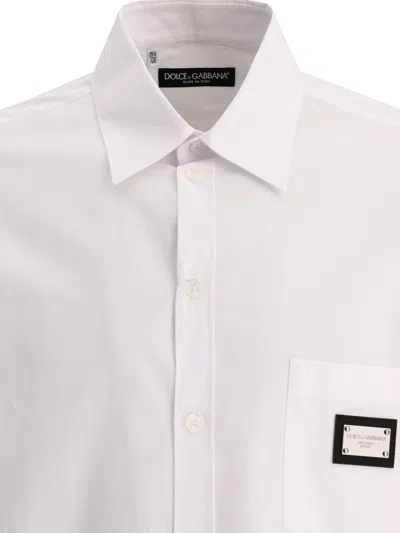Shop Dolce & Gabbana Shirt With Logo Plaque Shirts White