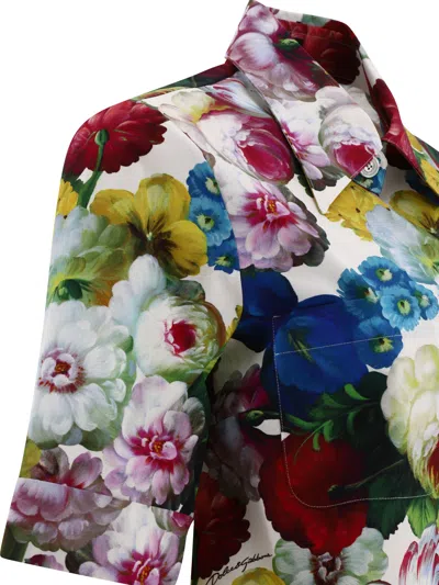 Shop Dolce & Gabbana Shirt With Nocturnal Flower Print Shirts White