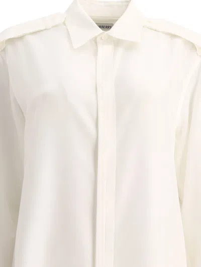 Shop Burberry Silk Shirt Shirts White