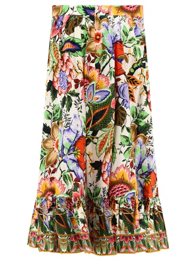 Shop Etro Skirt With Bouquet Print Skirts White