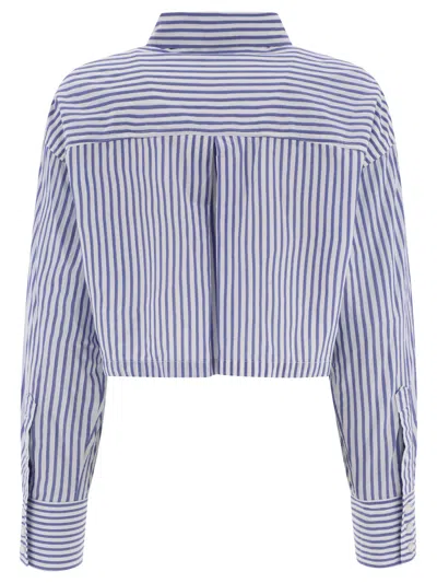 Shop Pinko Striped Cropped Shirt Shirts White