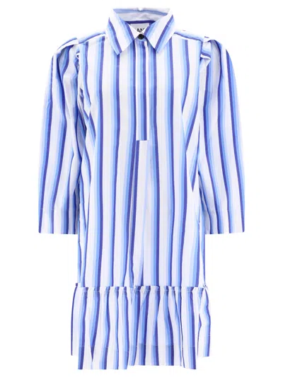 Shop Ganni Striped Shirt Dress Dresses Light Blue