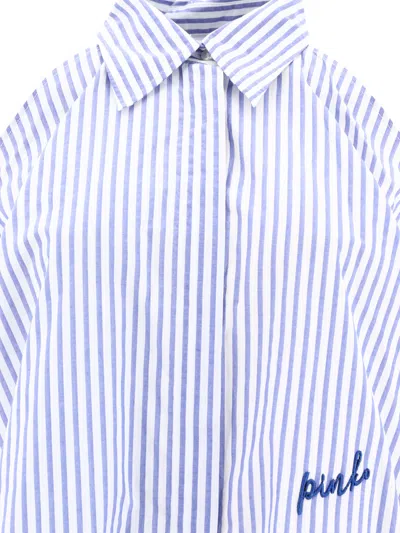 Shop Pinko Striped Shirt With Shoulder Openings Shirts Blue