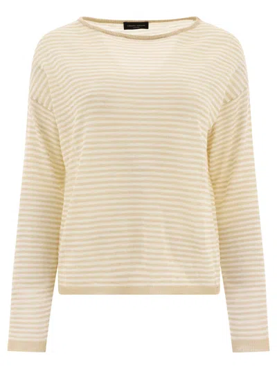 Shop Roberto Collina Striped Sweater Knitwear Beige