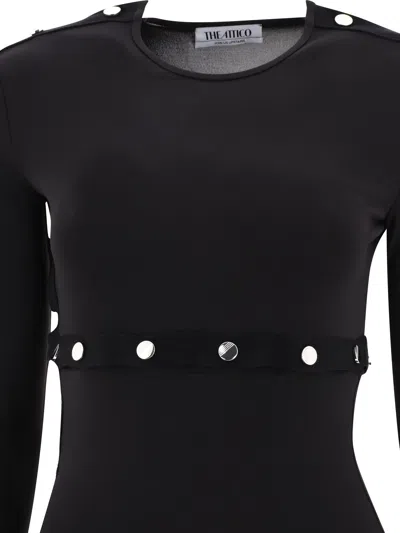 Shop Attico Studded Asymmetric Dress Dresses Black