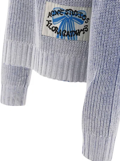 Shop Acne Studios Sweater With Logo Patch Knitwear Light Blue