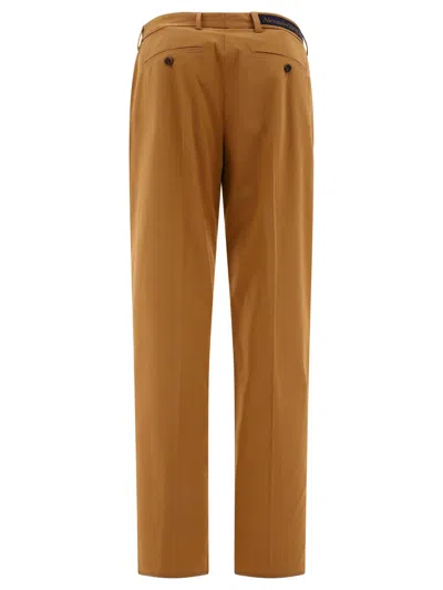 Shop Alexander Mcqueen Tailored  With Back Logo Trousers Brown