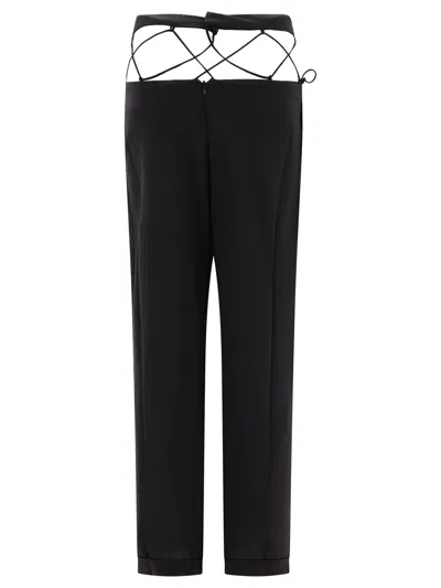 Shop Nensi Dojaka Tailored  With Laced Waistband Trousers Black