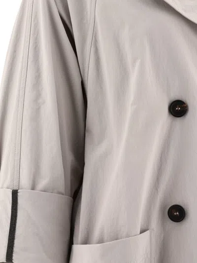 Shop Brunello Cucinelli Techno Canvas Coat With Shiny Details Coats Beige