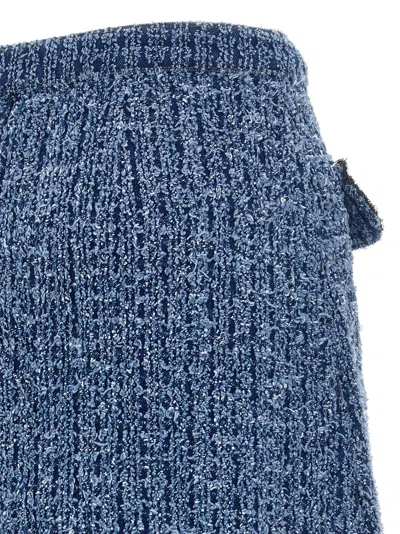 Shop Self-portrait Textured Denim Mini Skirts Blue