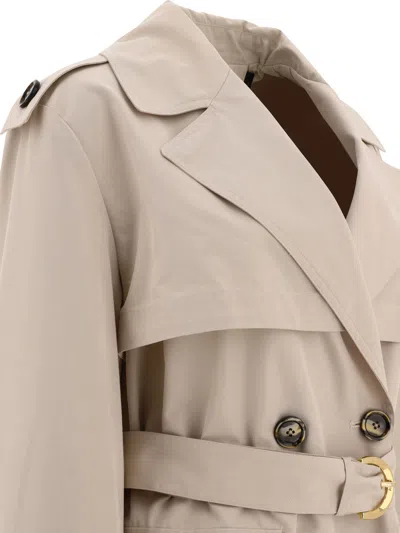 Shop Pinko Trench Coat In Technical Gabardine Coats Beige