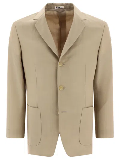 Shop Auralee Tropical Wool And Mohair Blazer Jackets Beige