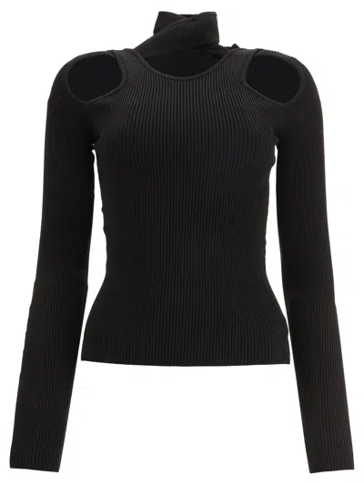 Shop Coperni Turtleneck With Cut-out Knitwear Black