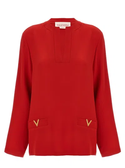 Shop Valentino V Gold Shirt, Blouse Red