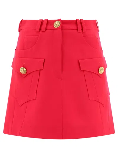 Shop Balmain Western A-line Cut-out Skirt Skirts Fuchsia