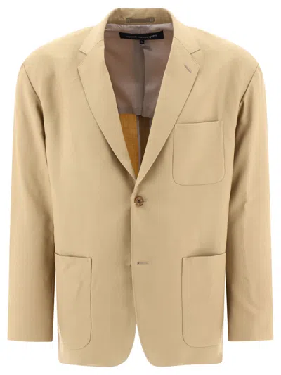 Shop Comme Des Garçons Homme Deux Wool Single-breasted Blazer Jackets Beige