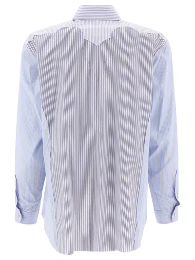 Shop Maison Margiela Yoke Stripe Cotton Shirt Shirts Light Blue