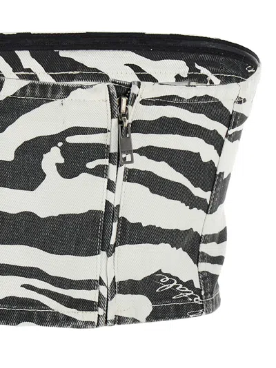 Rotate Birger Christensen Emili Zebra Print Organic Denim Tube Top