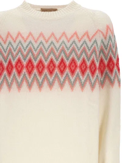 Purotatto Sweaters In Jacquard B.latte - Ibisco