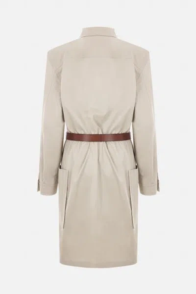 Saint Laurent Saharienne Belted Cotton Dress In Brown