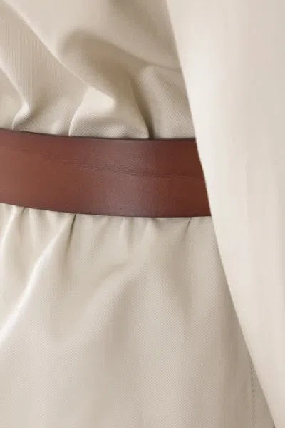 Saint Laurent Saharienne Belted Cotton Dress In Brown