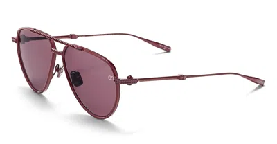 Valentino V-stud Titanium Aviator Sunglasses In Burgundy