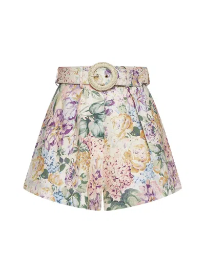 Shop Zimmermann Shorts In Multi Watercolour Floral