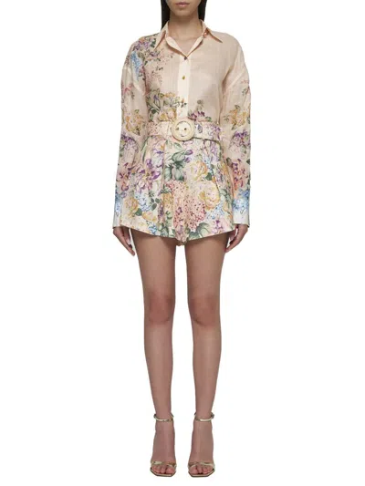 Shop Zimmermann Shorts In Multi Watercolour Floral