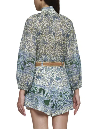 Shop Zimmermann Shorts In Green Paisley