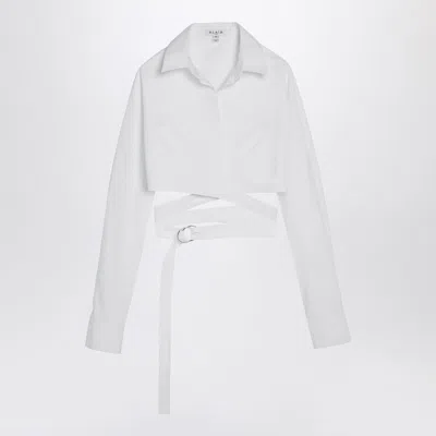 Shop Alaïa Alaia White Cotton Crossover Shirt Women