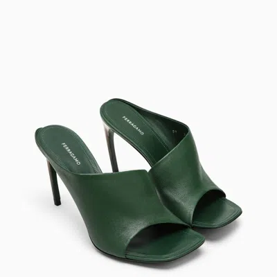 Shop Ferragamo Forest Green Slide With Curved Heel Women