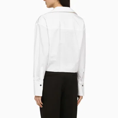 Shop Ferragamo White Knotted Cotton Shirt Women