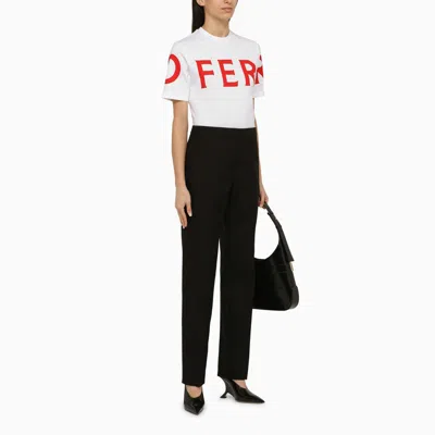 Shop Ferragamo White Crew-neck T-shirt With Logo Women