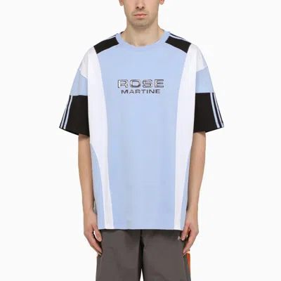 Shop Martine Rose Blue/white/black Cotton T-shirt With Logo Men